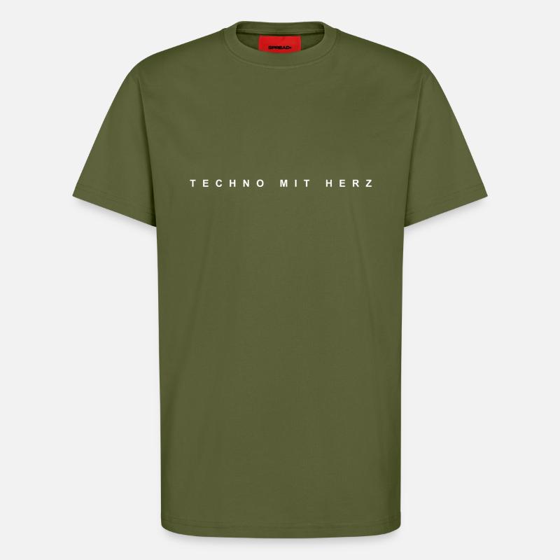 Techno mit Herz - T-Shirt - made by SPREAD - MOSS GREEN