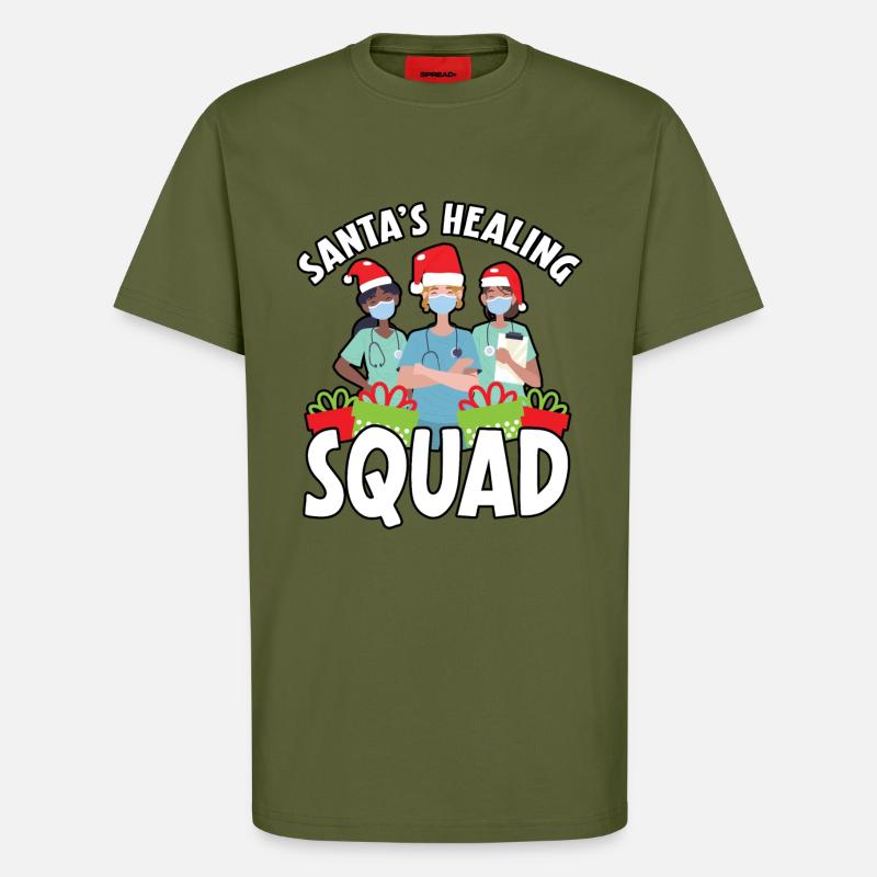 Santa's Healing Squad Krankenschwester Weihnachten - T-Shirt - made by SPREAD - MOSS GREEN