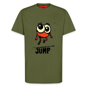 Spring Monster Energie auf zwei Beinen - T-Shirt - made by SPREAD - MOSS GREEN - Vorne - Alina (178cm) & Michal (187cm)
