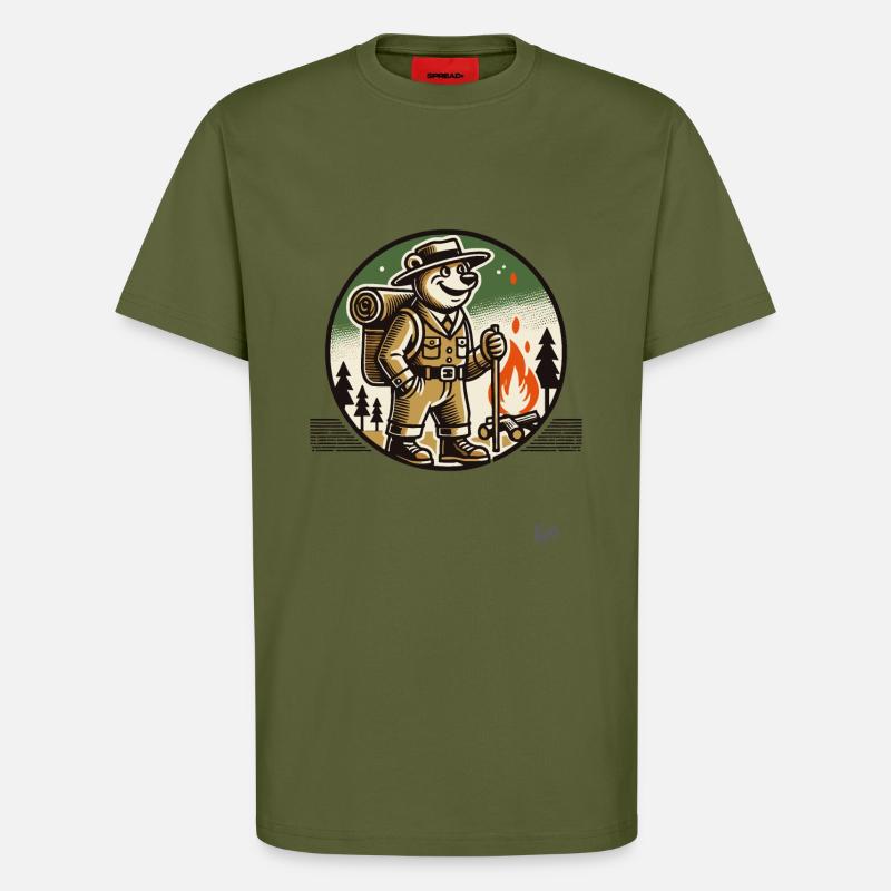 Wanderer- und Camping-Bär - T-Shirt - made by SPREAD - MOSS GREEN