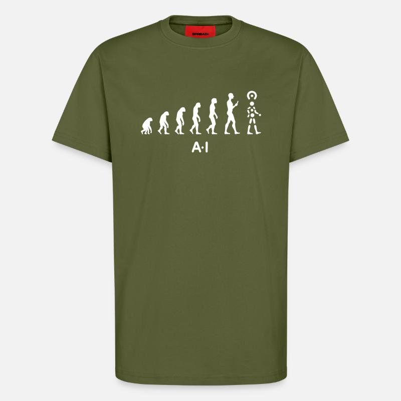 Évolution de l’IA – Intelligence artificielle - T-shirt bio décontracté fabriqué en UE - MOSS GREEN