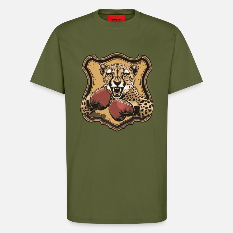 Guépard Boxer MMA Logo - T-shirt bio décontracté fabriqué en UE - MOSS GREEN