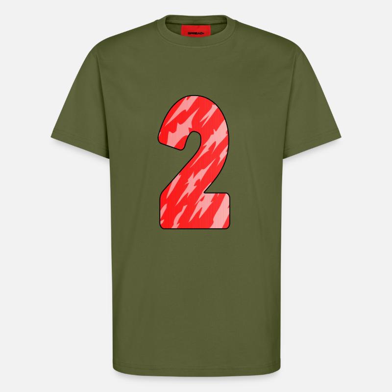 Number 2 Red Pattern - T-Shirt - made by SPREAD - MOSS GREEN