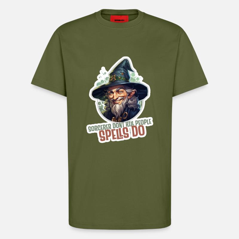 Magier oder Zauberer mit Rollenspielslogan - T-Shirt - made by SPREAD - MOSS GREEN