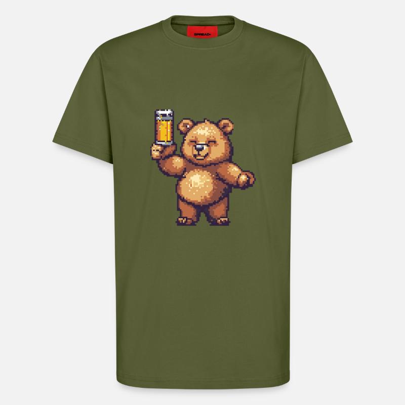 Bär Pixel Bier - T-Shirt - made by SPREAD - MOSS GREEN
