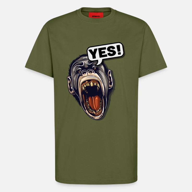 YES! Primat Affe Schimpanse - T-Shirt - made by SPREAD - MOSS GREEN