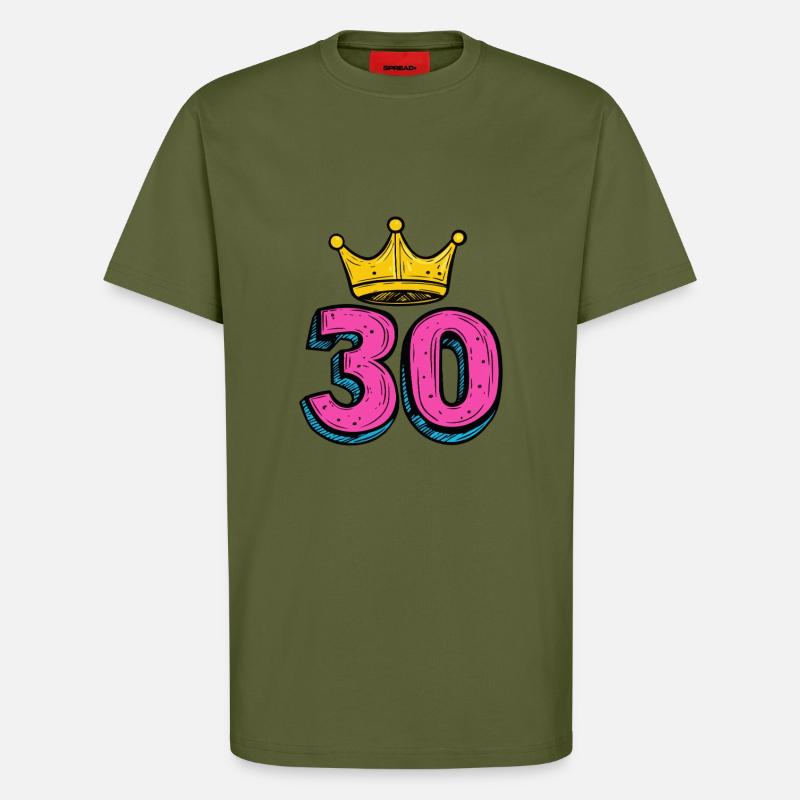 30 Number Crown - T-Shirt - made by SPREAD - MOSS GREEN