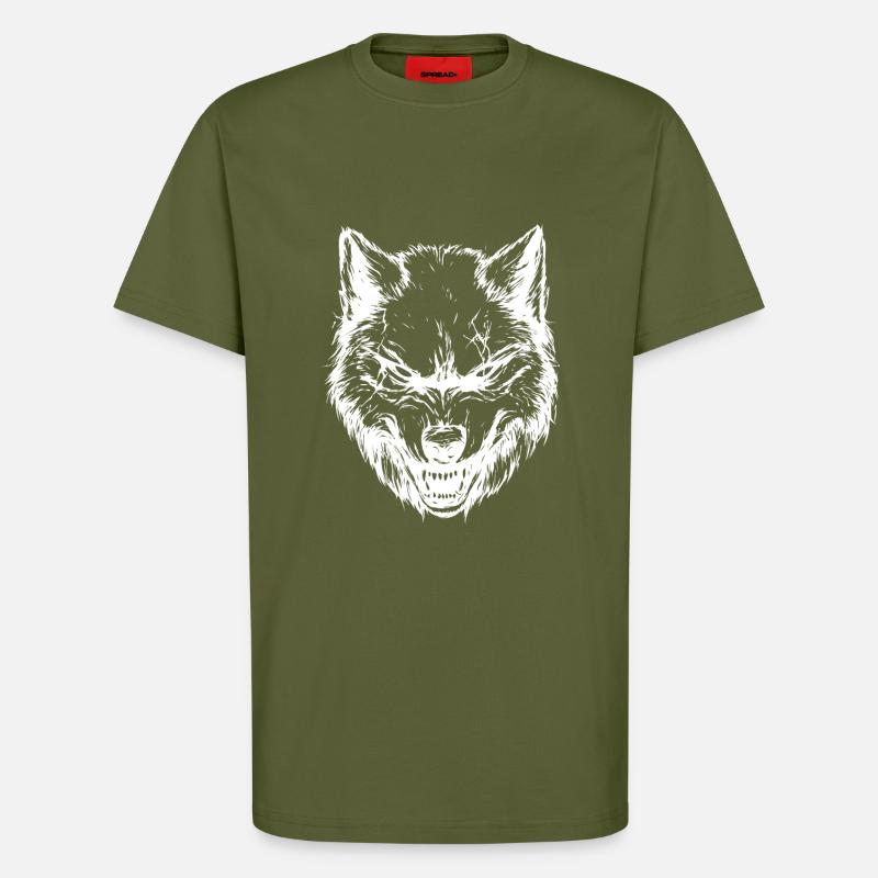 Wolf Kopf Tier - T-Shirt - made by SPREAD - MOSS GREEN