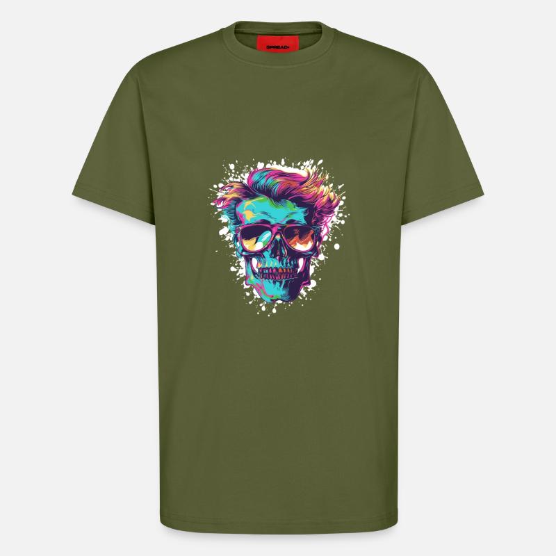 Punk Skeleton Party - T-Shirt - made by SPREAD - MOSS GREEN
