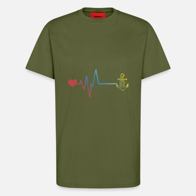 Anchor Silhouette Pulse Heartbeat - T-shirt bio décontracté fabriqué en UE - MOSS GREEN