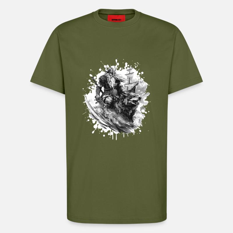 Wikinger Wolf Krieger Valhalla - T-Shirt - made by SPREAD - MOSS GREEN