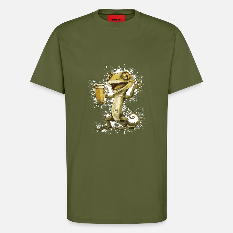 Lizard Beer Funny - T-Shirt - made by SPREAD - MOSS GREEN