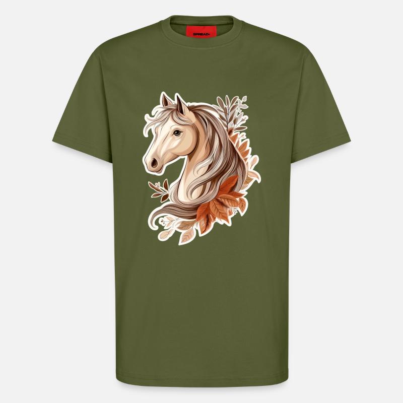 Pferd Herbst - T-Shirt - made by SPREAD - MOSS GREEN