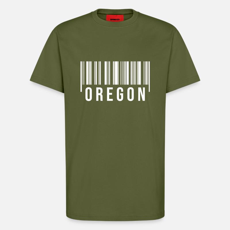 Oregon Barcode - T-Shirt - made by SPREAD - MOSS GREEN