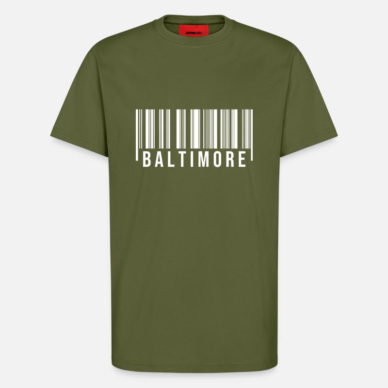 Baltimore Barcode - T-Shirt - made by SPREAD - MOSS GREEN
