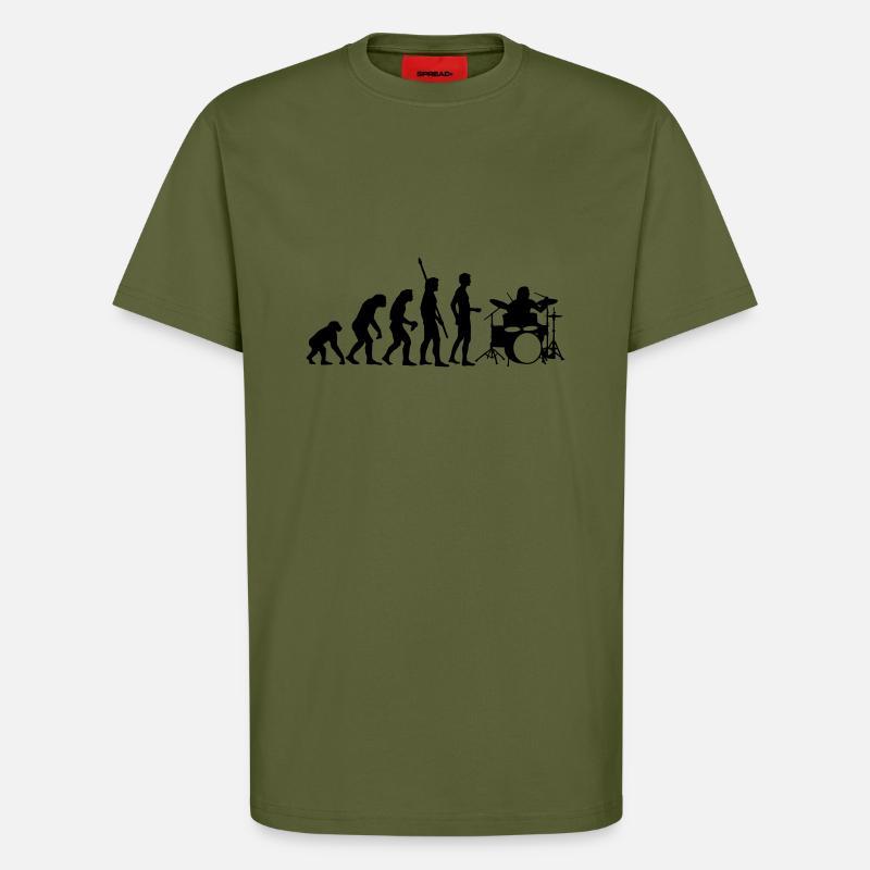 evolution_drummer_b_1c - T-Shirt - made by SPREAD - MOSS GREEN