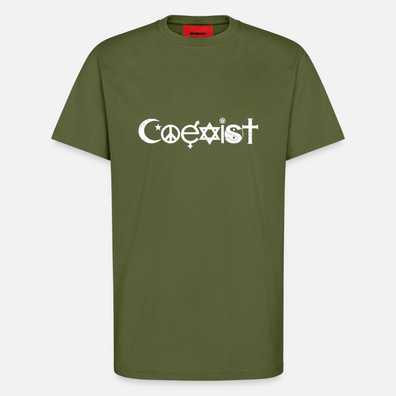 Coexist - T-shirt bio décontracté fabriqué en UE - MOSS GREEN