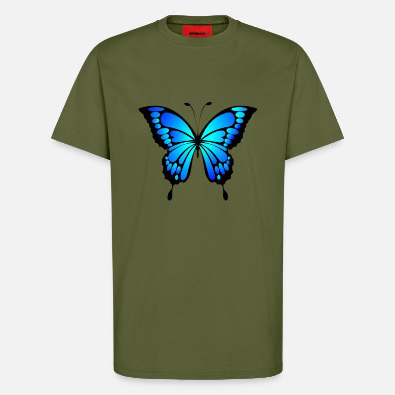 Blauer Schmetterling Geschenk idee - T-Shirt - made by SPREAD - MOSS GREEN