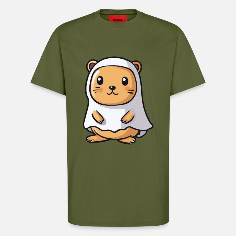 Biber Halloween Comic Geist - T-Shirt - made by SPREAD - MOSS GREEN