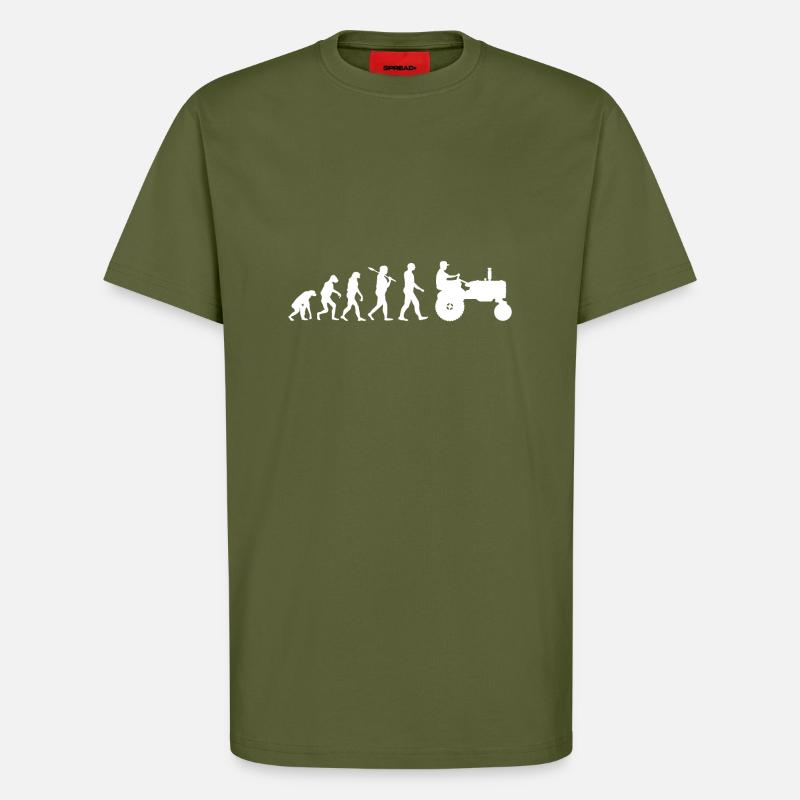 Agriculture tractor evolution - T-Shirt - made by SPREAD - MOSS GREEN