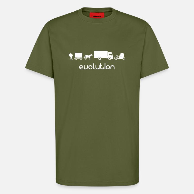 Lastenrad Transport Evolution - T-Shirt - made by SPREAD - MOSS GREEN