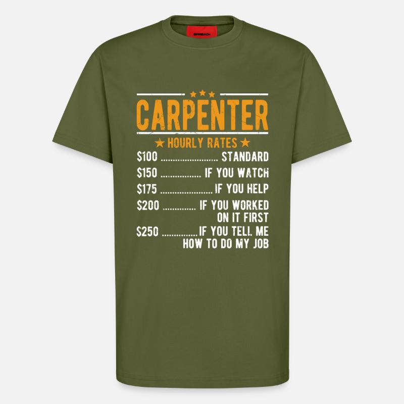 Salaire horaire du charpentier - T-shirt bio décontracté fabriqué en UE - MOSS GREEN