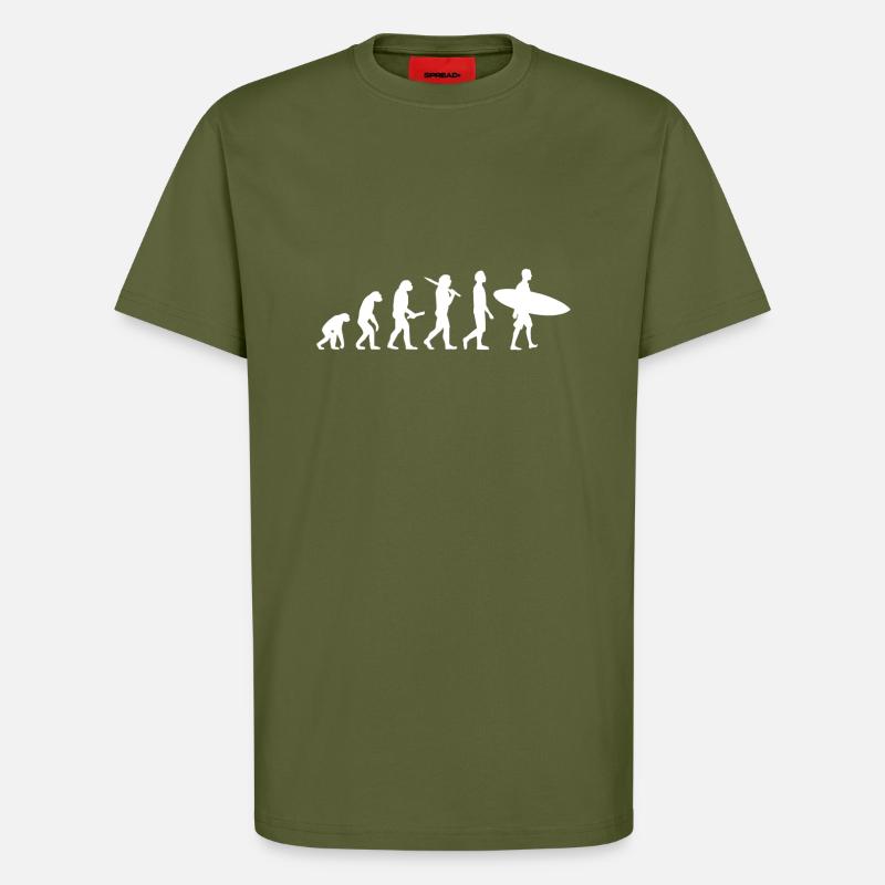 Surfing Surfer Evolution - T-Shirt - made by SPREAD - MOSS GREEN