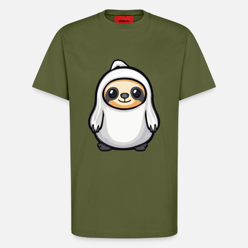 Sloth Halloween Comic Ghost - T-Shirt - made by SPREAD - MOSS GREEN