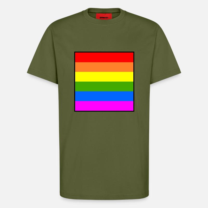 Drapeau arc-en-ciel Drapeau LGBT arc-en-ciel - T-shirt bio décontracté fabriqué en UE - MOSS GREEN