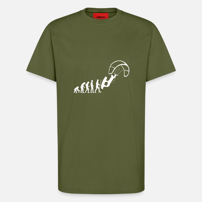Évolution du cerf-volant - T-shirt bio décontracté fabriqué en UE - MOSS GREEN