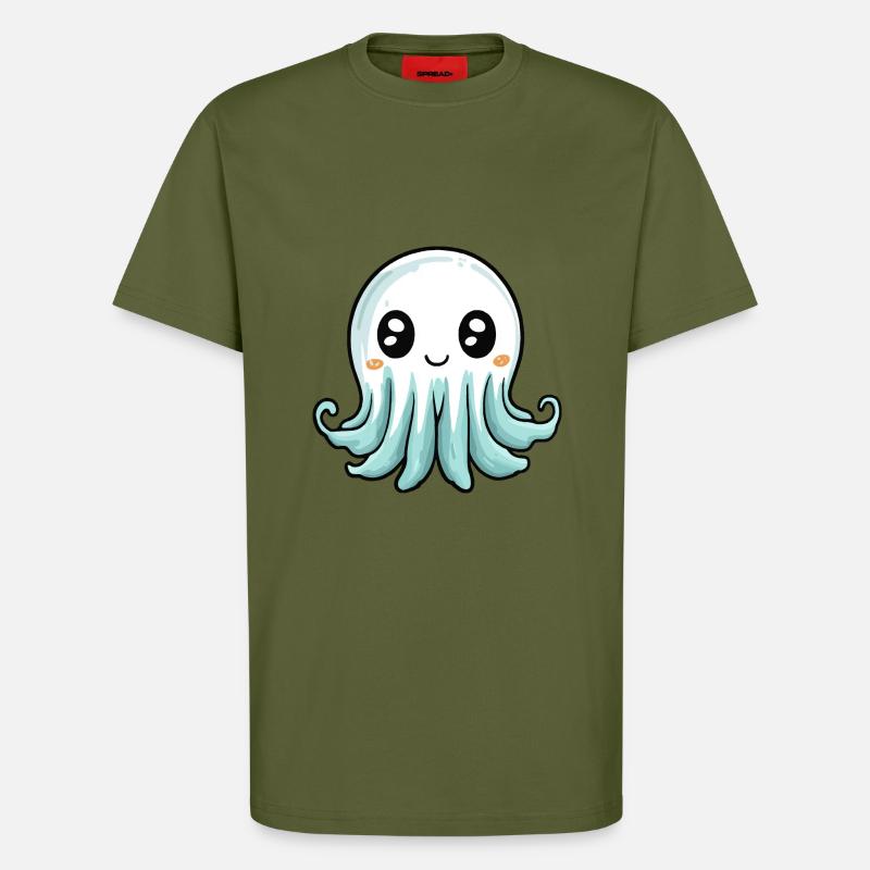 Jellyfish Halloween Comic Ghost - T-Shirt - made by SPREAD - MOSS GREEN
