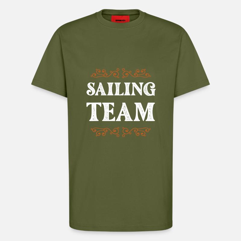 Équipage de navigation - T-shirt bio décontracté fabriqué en UE - MOSS GREEN