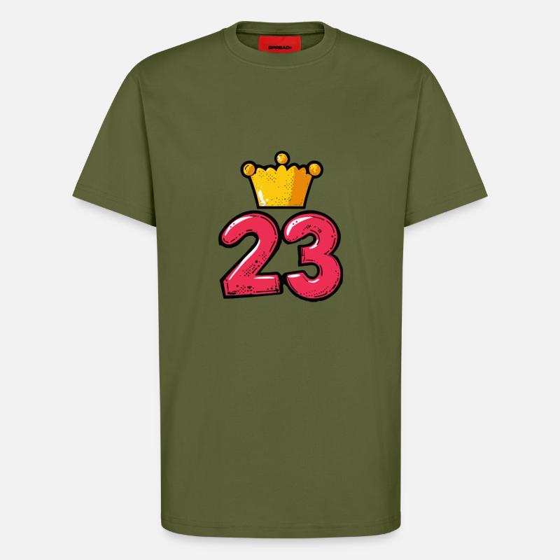 Couronne à 23 chiffres - T-shirt bio décontracté fabriqué en UE - MOSS GREEN