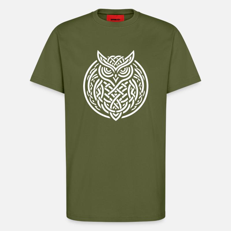 Keltischer Eule - T-Shirt - made by SPREAD - MOSS GREEN