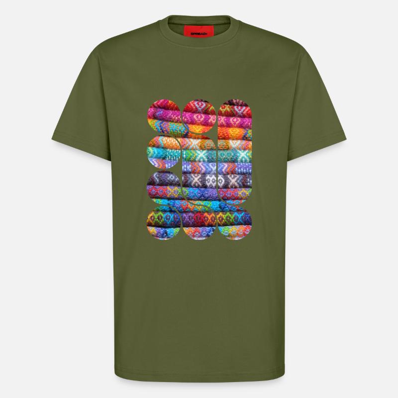 Helles gestricktes Patchwork - T-Shirt - made by SPREAD - MOSS GREEN