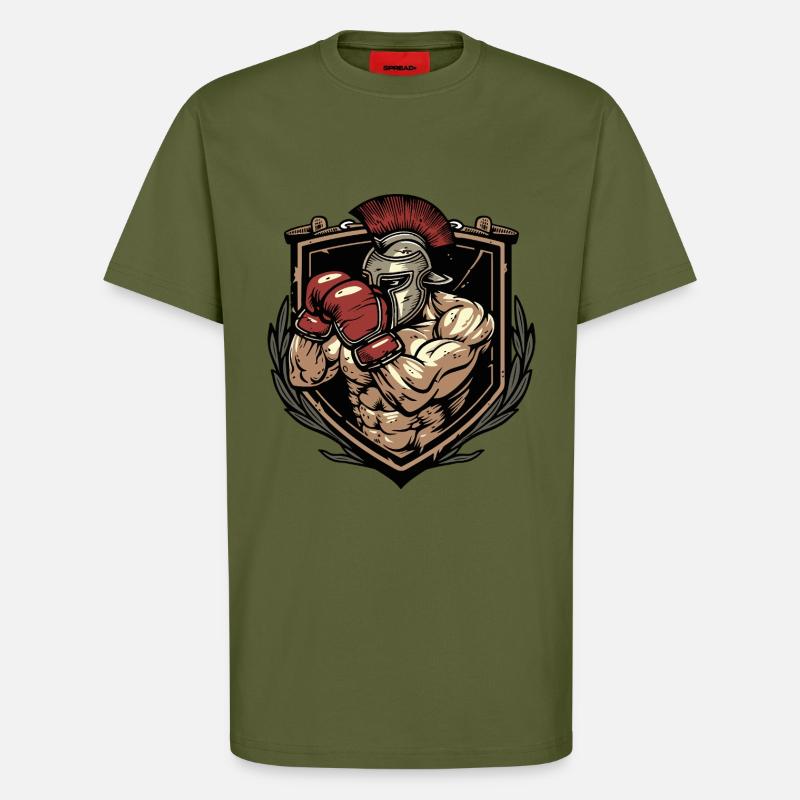 Spartan Boxer MMA Logo - T-shirt bio décontracté fabriqué en UE - MOSS GREEN