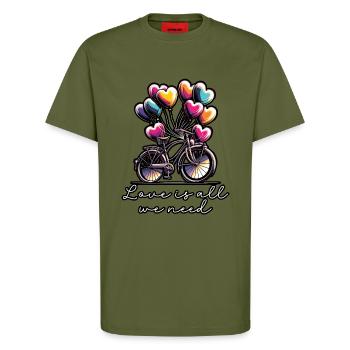 Paroles Mélomanes Auteurs-compositeurs Festival de musique - T-shirt bio décontracté fabriqué en UE - MOSS GREEN - Devant - Alina (178cm) & Michal (187cm)