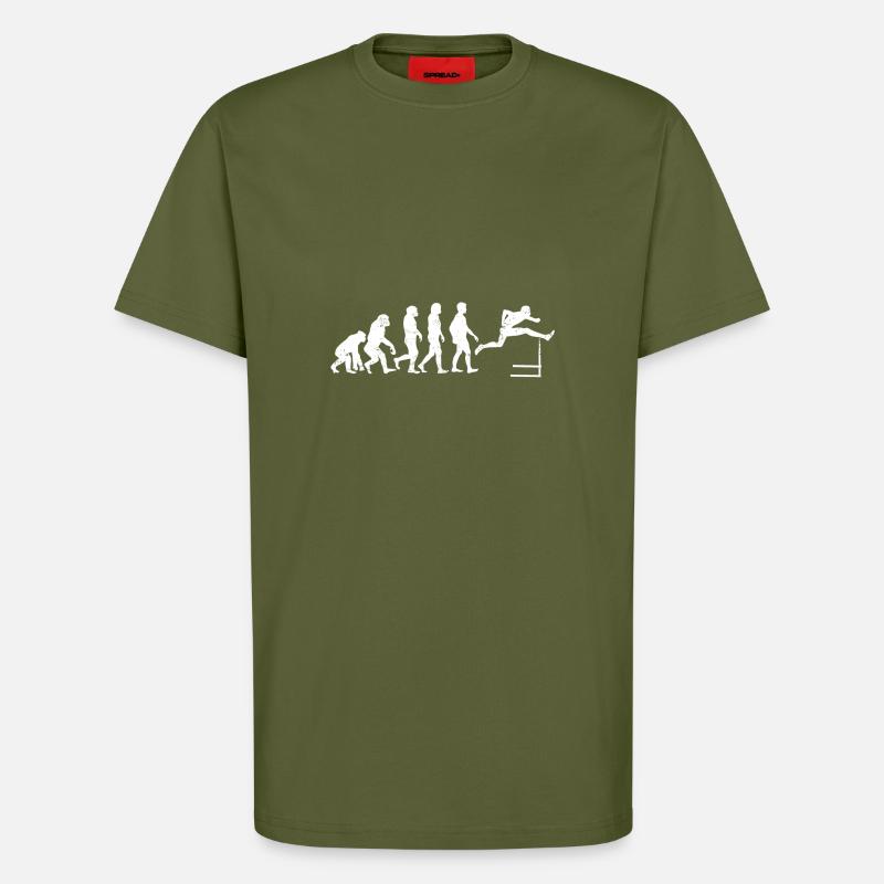 Hurdles Evolution hurdle gift athletics - T-Shirt - made by SPREAD - MOSS GREEN