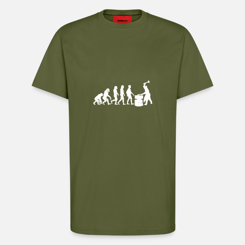Schmied evolution geschenk schmiedekunst hammer - T-Shirt - made by SPREAD - MOSS GREEN