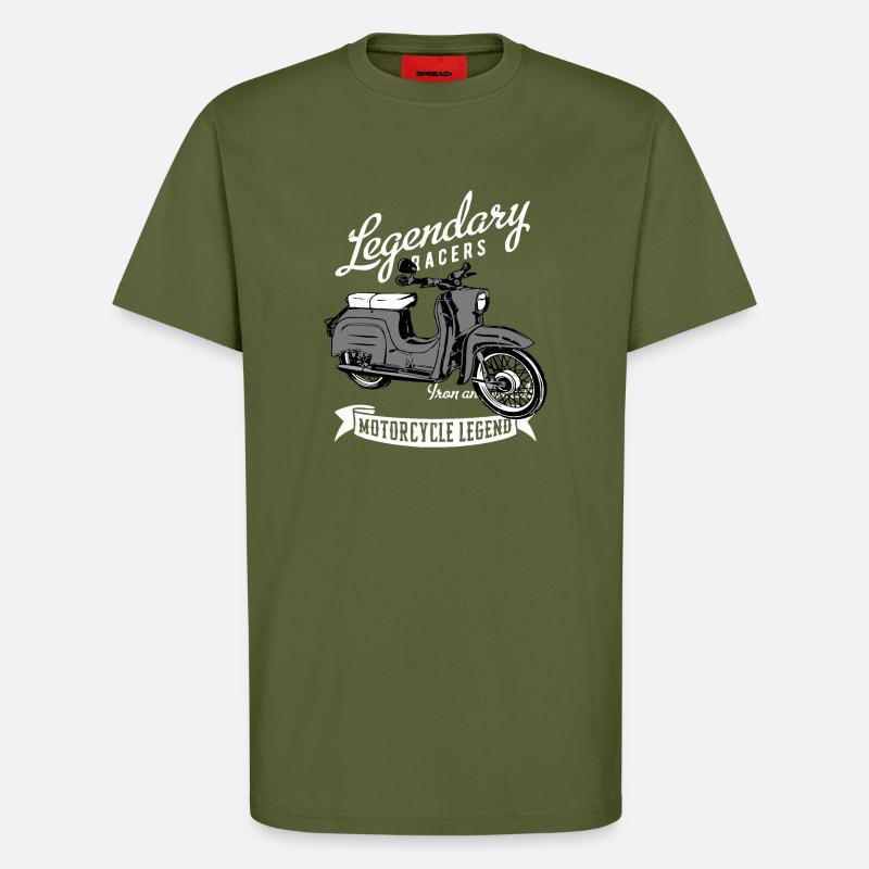Simson Schwalbe Cyclomoteur RDA - T-shirt bio décontracté fabriqué en UE - MOSS GREEN