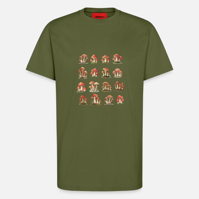 Rote Champignons - T-Shirt - made by SPREAD - MOSS GREEN