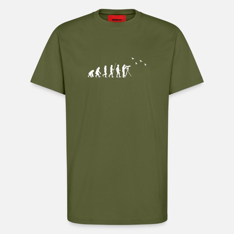 Birdwatching - Birdwatching - Evolution - fun - T-Shirt - made by SPREAD - MOSS GREEN