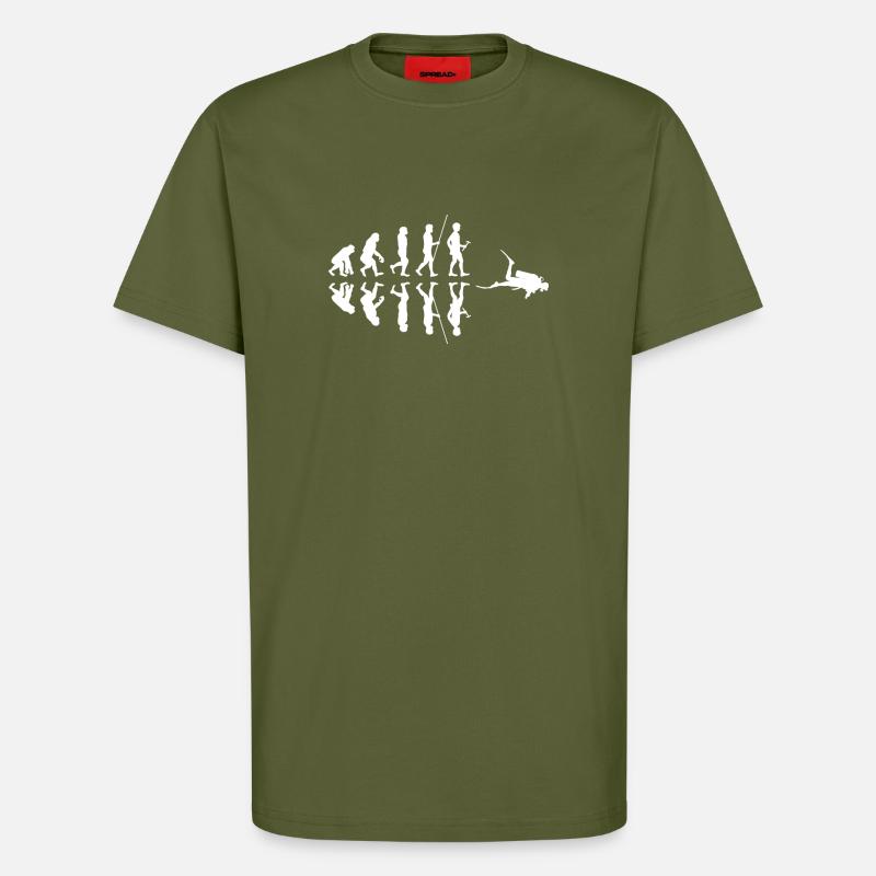 Diving - Diver - Scuba Diving - Evolution - T-Shirt - made by SPREAD - MOSS GREEN