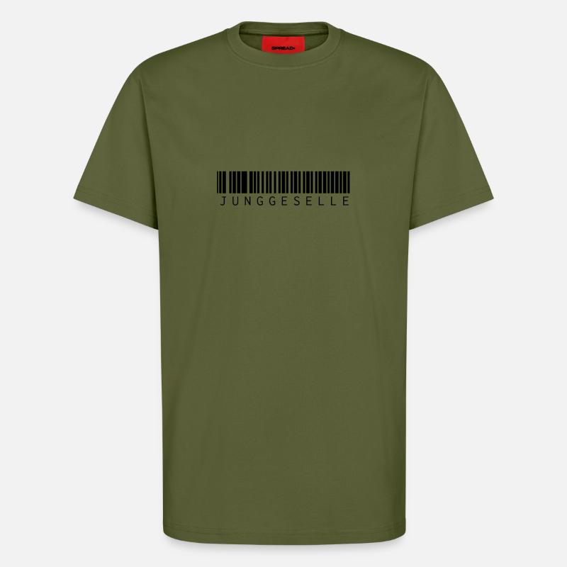 Célibataire Barcode - T-shirt bio décontracté fabriqué en UE - MOSS GREEN
