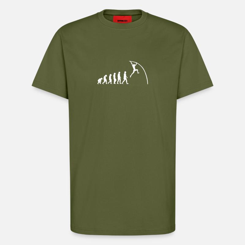 Pole Vaulting Evolution - T-Shirt - made by SPREAD - MOSS GREEN
