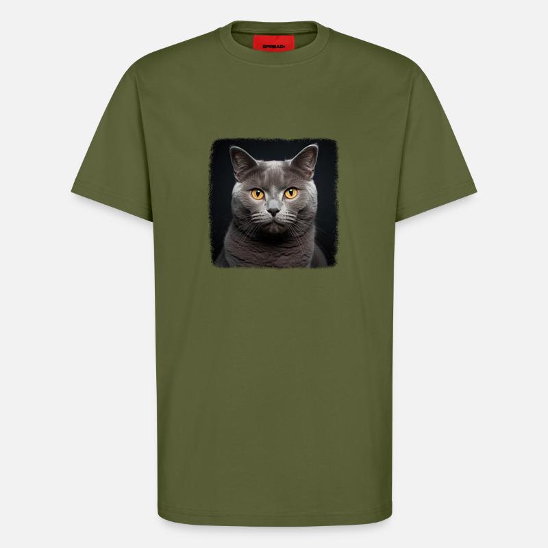 Chartreux Cat Kartäuser Katze - T-Shirt - made by SPREAD - MOSS GREEN