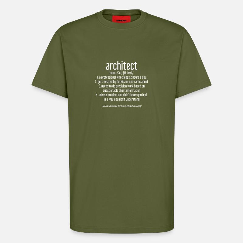 ARCHITECTE - DESIGNER - CONSTRUCTION - DESSIN - T-shirt bio décontracté fabriqué en UE - MOSS GREEN