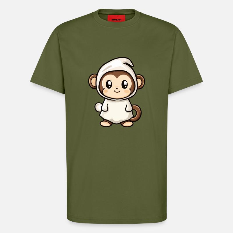 Monkey Halloween Funny Ghost - T-Shirt - made by SPREAD - MOSS GREEN