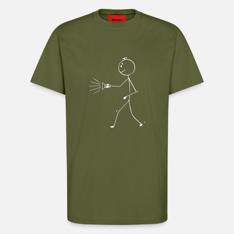 Stick figure with flashlight - T-Shirt - made by SPREAD - MOSS GREEN