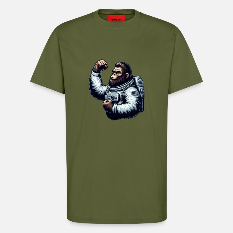 Astronaute Singe Chimpanzé Gorille - T-shirt bio décontracté fabriqué en UE - MOSS GREEN